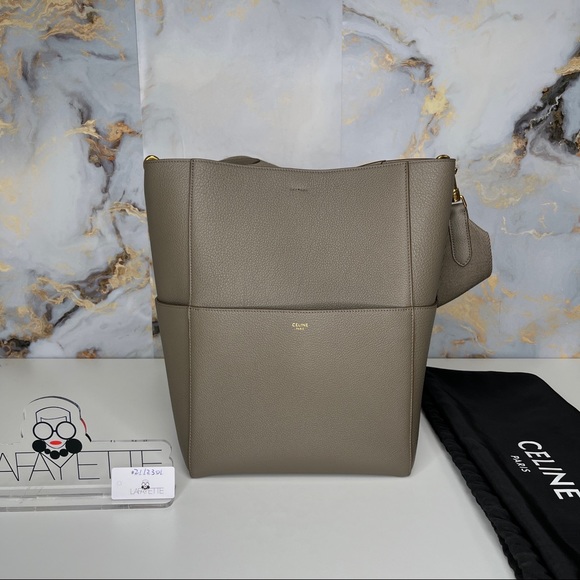 Celine Sangle Bucket Bag in Soft Grained Calfskin - Grey - Picture 2 of 5